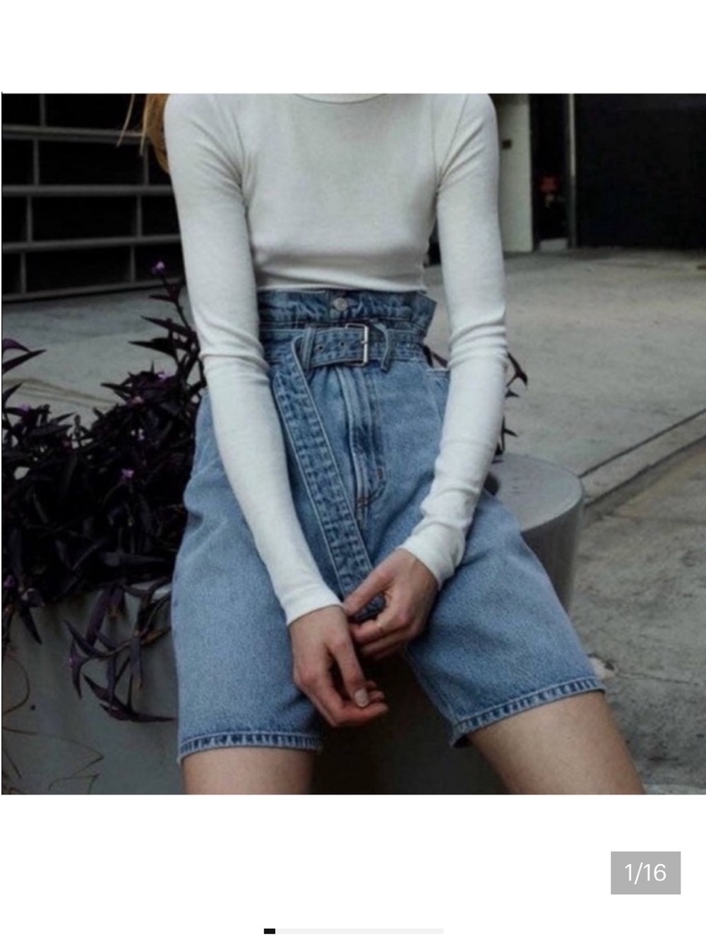 Agolde Reworked '90s Denim Paperbag Short Blue Size 25 Organic Cotton High Waist